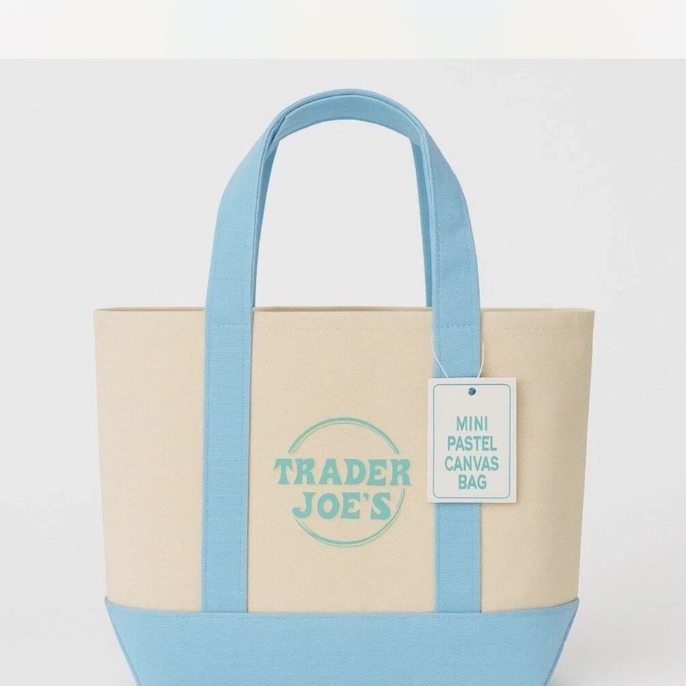 Trader Joe's Mini Pastel Canvas Tote - Pastel Blue